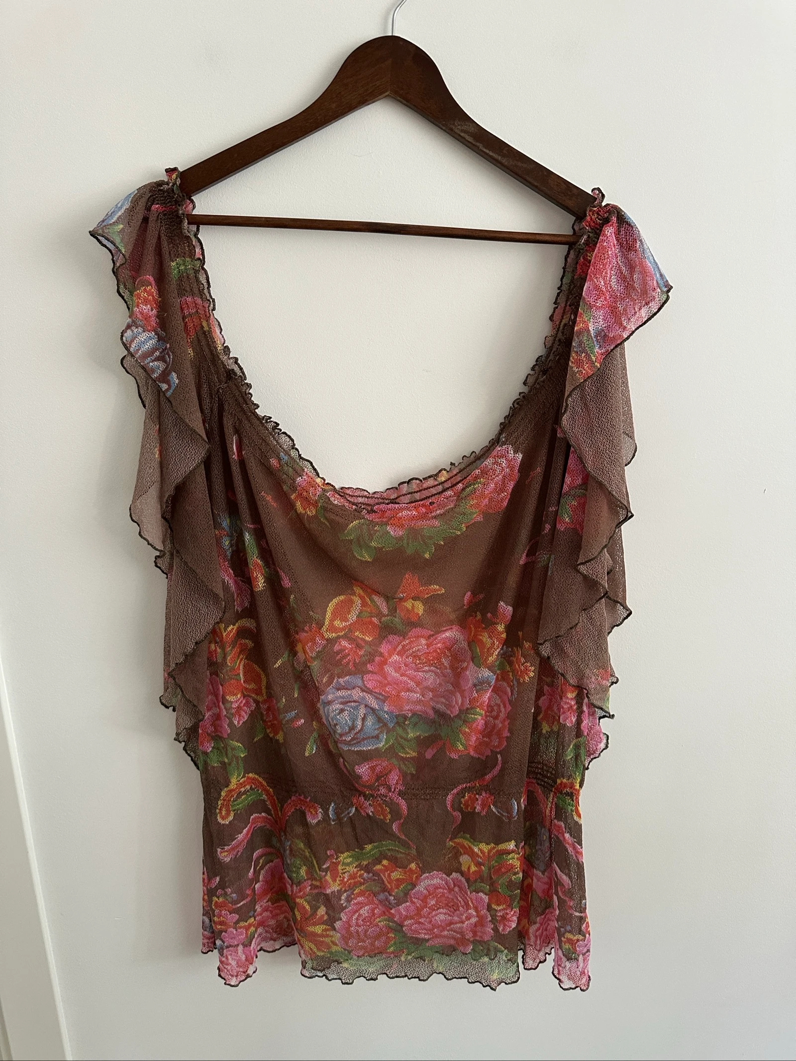 Top Malla Floral Vintage Y2K Poisson d'Amour Volantes L-XL – photo 3
